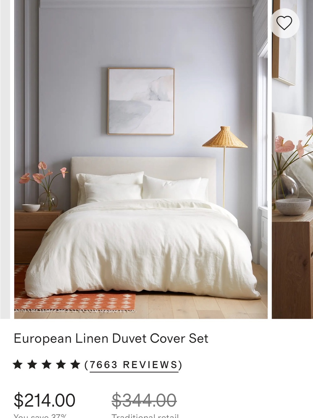 Quince Ivory European Linen Duvet Set, ivory, king/cal king